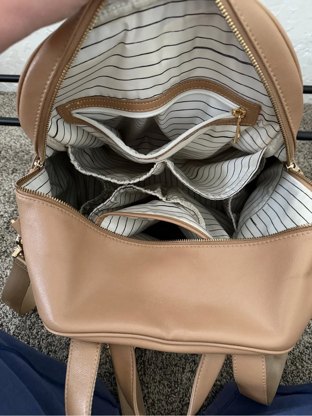 ELKIE & CO Tan Leather Backpack diaper bag